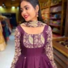 Kalamkriti Embroidered Georgette Anarkali Gown with Chanderi Dupatta – Full Flared Ethnic Long Dress - Image 9