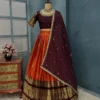 Kanjivaram Silk Fully Stitched Lehenga Choli Set | Designer Maggam Work Blouse & Rangoli Silk Cutwork Dupatta (4m Flare) - Image 25