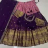 Kanjivaram Silk Fully Stitched Lehenga Choli Set | Designer Maggam Work Blouse & Rangoli Silk Cutwork Dupatta (4m Flare) - Image 3