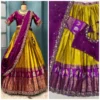 Kanjivaram Silk Fully Stitched Lehenga Choli Set | Designer Maggam Work Blouse & Rangoli Silk Cutwork Dupatta (4m Flare) - Image 9