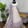 Lavender & Off-White Ombre Georgette Anarkali Suit Set with Sequins Embroidery & Dupatta – 3-Piece Festive Stitched Anarkali - Image 11