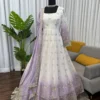 Lavender & Off-White Ombre Georgette Anarkali Suit Set with Sequins Embroidery & Dupatta – 3-Piece Festive Stitched Anarkali - Image 12