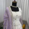 Lavender & Off-White Ombre Georgette Anarkali Suit Set with Sequins Embroidery & Dupatta – 3-Piece Festive Stitched Anarkali - Image 17