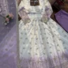 Lavender & Off-White Ombre Georgette Anarkali Suit Set with Sequins Embroidery & Dupatta – 3-Piece Festive Stitched Anarkali - Image 6
