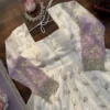 Lavender & Off-White Ombre Georgette Anarkali Suit Set with Sequins Embroidery & Dupatta – 3-Piece Festive Stitched Anarkali - Image 9