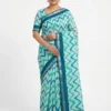 Malai Silk Sarees Wholesale | Chevron Ikat Zigzag Printed Saree with Zari Border & Blouse Piece