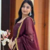 Maroon 3-Piece Festive Kurti Skirt Set with Zari Dupatta - Image 2