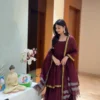 Maroon 3-Piece Festive Kurti Skirt Set with Zari Dupatta - Image 4