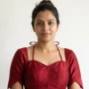 Maroon Raw Silk Readymade Saree Blouse – Sweetheart Neck Tulip Petal Sleeve Choli with Back Dori Tie-Up