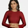Minimalist Plain Raw Silk Blouse for Sarees & Lehengas | Full Sleeves Round Neck Tailored Choli - Image 2