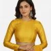 Minimalist Plain Raw Silk Blouse for Sarees & Lehengas | Full Sleeves Round Neck Tailored Choli - Image 3