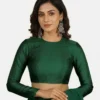 Minimalist Plain Raw Silk Blouse for Sarees & Lehengas | Full Sleeves Round Neck Tailored Choli - Image 4