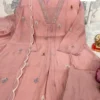 Mul Chanderi Anarkali Suit Set with Pearl Work & Scallop Dupatta - Image 2