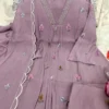 Mul Chanderi Anarkali Suit Set with Pearl Work & Scallop Dupatta - Image 4
