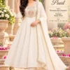 Mul Chanderi Beads Work Anarkali Suit Set with Dupatta
