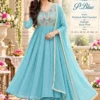 Mul Chanderi Beads Work Anarkali Suit Set with Dupatta - Image 3