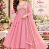 Mul Chanderi Beads Work Anarkali Suit Set with Dupatta - Image 4