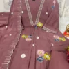 Mul Chanderi Embroidered Anarkali Kurta Set with Scalloped Dupatta & Pant – Ritika Collection - Image 3