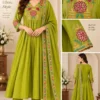 Mul Chanderi Embroidered Anarkali Suit Set with Scalloped Dupatta & Pant (Sizes M to 5XL)