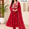 Mul Chanderi Embroidered Anarkali Suit Set with Scalloped Dupatta & Pant (Sizes M to 5XL) - Image 4