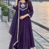 Mul Chanderi Handwork Anarkali Kurta Pant Set with Lace Border Dupatta (M to XXL)