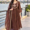 Mul Chanderi Handwork Anarkali Kurta Pant Set with Lace Border Dupatta (M to XXL) - Image 7