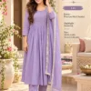 Mul Chanderi Handwork Anarkali Kurti Pant Dupatta Set - Image 10