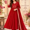 Mul Chanderi Handwork Anarkali Kurti Pant Dupatta Set - Image 2