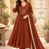 Mul Chanderi Handwork Anarkali Kurti Pant Dupatta Set - Image 3