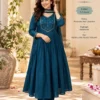 Mul Chanderi Handwork Anarkali Kurti Pant Dupatta Set - Image 7