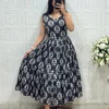Muslin Printed Tiered Maxi Dress with Hakoba Cotton Koti Jacket – Floral Kurti Dress Set - Image 2
