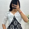Muslin Printed Tiered Maxi Dress with Hakoba Cotton Koti Jacket – Floral Kurti Dress Set - Image 4