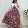 Muslin Printed Tiered Maxi Dress with Hakoba Cotton Koti Jacket – Floral Kurti Dress Set - Image 6
