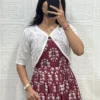 Muslin Printed Tiered Maxi Dress with Hakoba Cotton Koti Jacket – Floral Kurti Dress Set - Image 7