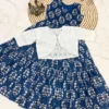 Muslin Printed Tiered Maxi Dress with Hakoba Cotton Koti Jacket – Floral Kurti Dress Set - Image 8