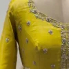 Mustard Yellow Pleated Silk Anarkali Gown with Handcrafted Zardozi Yoke & Scallop Dupatta | Haldi & Festive Party Wear - Image 5