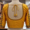 Mustard Yellow Raw Silk Kutch Work Blouse | Handcrafted Mirror Embroidery Saree Blouse with Dori Back - Image 2