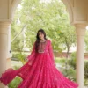 Navratri Bandhani Georgette Gown – 12 Meter Flair Kutchi Patchwork & Cowrie Shell Festive Anarkali