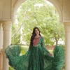 Navratri Bandhani Georgette Gown – 12 Meter Flair Kutchi Patchwork & Cowrie Shell Festive Anarkali - Image 4