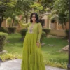 Navratri Leheriya Print Faux Georgette Gown | 12-Meter Huge Flair Tiered Anarkali with Kutchi Patchwork Yoke - Image 2