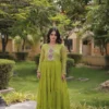 Navratri Leheriya Print Faux Georgette Gown | 12-Meter Huge Flair Tiered Anarkali with Kutchi Patchwork Yoke - Image 3