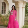 Navratri Leheriya Print Faux Georgette Gown | 12-Meter Huge Flair Tiered Anarkali with Kutchi Patchwork Yoke - Image 5