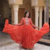 Navratri Leheriya Print Faux Georgette Gown | 12-Meter Huge Flair Tiered Anarkali with Kutchi Patchwork Yoke - Image 7