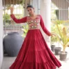 Navratri Special 12 Meter Flair Gown – Kutchi Gamthi Thread & Real Mirror Work Rayon Anarkali Gown - Image 2