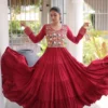 Navratri Special 12 Meter Flair Gown – Kutchi Gamthi Thread & Real Mirror Work Rayon Anarkali Gown - Image 3