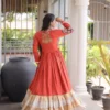 Navratri Special 12-Meter Huge Flair Rayon Gown | Kutchi Gamthi Patchwork & Cowrie Shell Yoke Garba Anarkali Dress - Image 2
