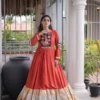 Navratri Special 12-Meter Huge Flair Rayon Gown | Kutchi Gamthi Patchwork & Cowrie Shell Yoke Garba Anarkali Dress - Image 3