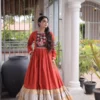Navratri Special 12-Meter Huge Flair Rayon Gown | Kutchi Gamthi Patchwork & Cowrie Shell Yoke Garba Anarkali Dress - Image 4