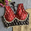 Navratri Special Ajrakh Cotton Blouse with Real Cowrie Shells | Readymade Choli - Image 6