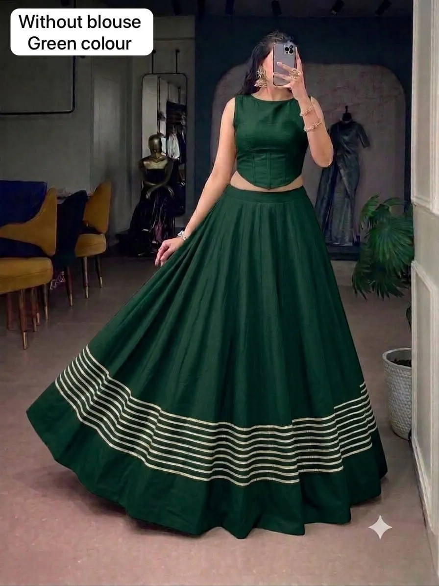 Navratri Special Rayon Cotton 5-Line Tar Chaniya with Blouse Fabric | Fully Stitched 5-Meter Gota Border Garba Ghagra Skirt (Canvas & Lining) - Image 5